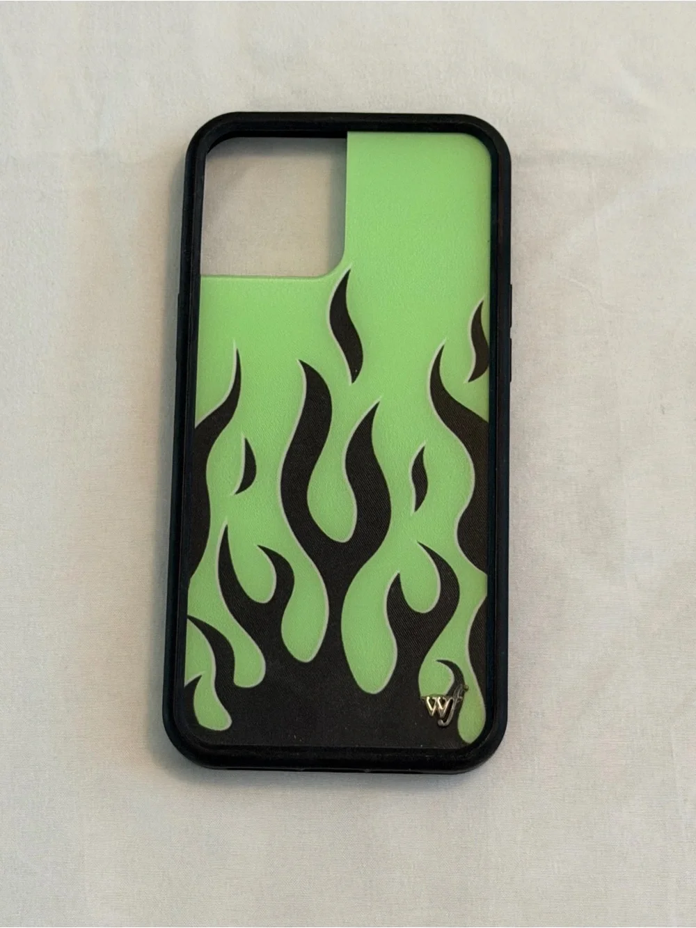 iPhone 12 Pro Max Wildflower Green and Black Flames Phone Case